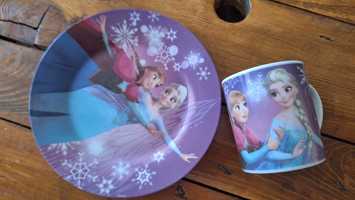 Anna i Elsa talerz i kubek stan BDB Frozen