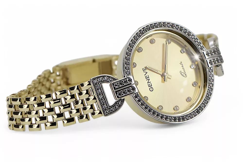 Prześliczny 14k złoty damski zegarek Geneve lw006ydy Warszawa