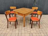 Stół+ 4x krzesło ART DECO, Czechosłowacja '20-'30, Retro, Vintage