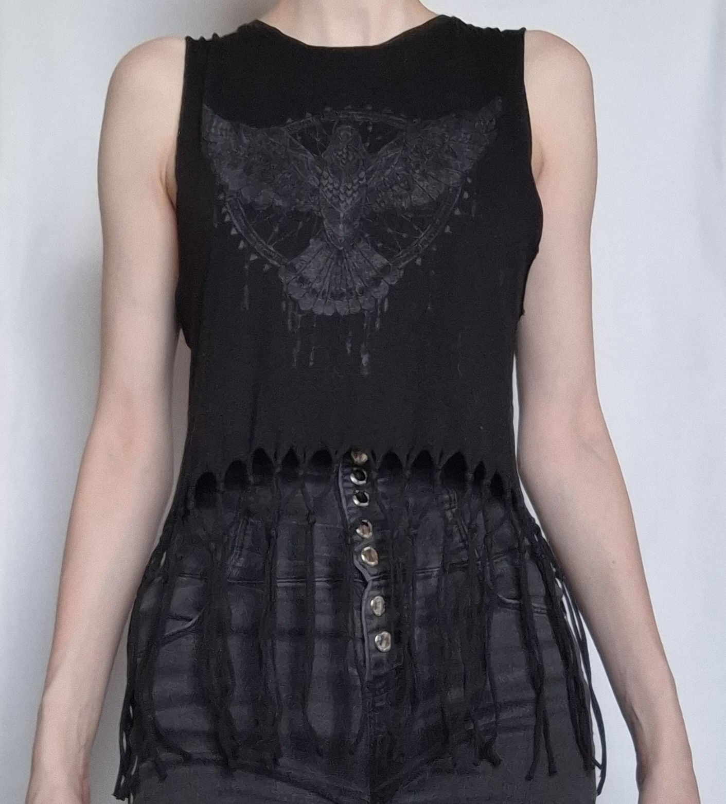Krótki top z frędzlami H&M, S