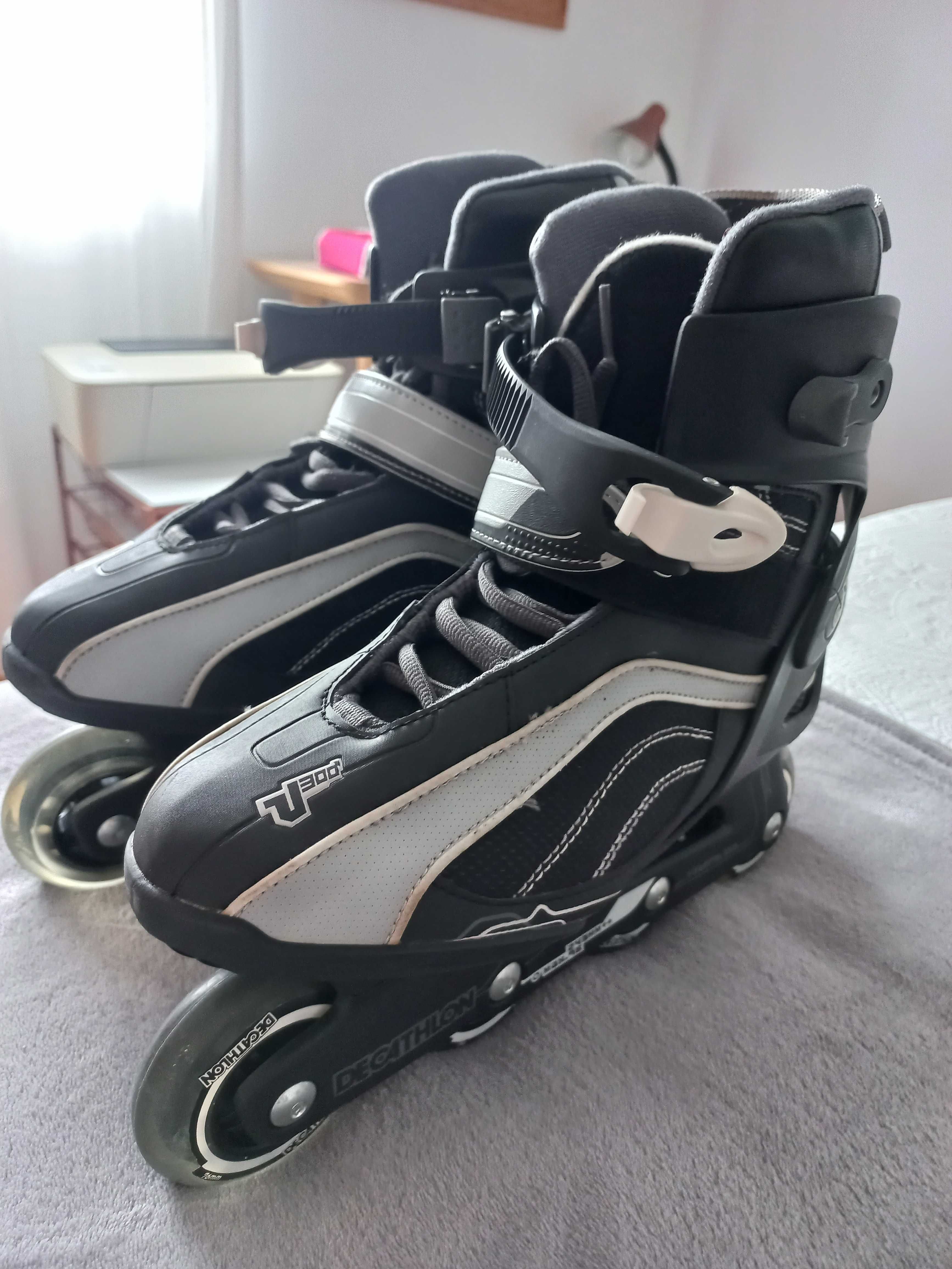 Patins em linha e proteções