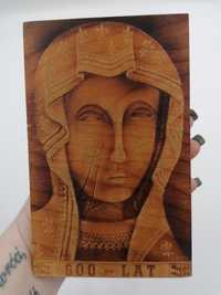 Ładny drewniany stary obrazek z Matką Boską Czarna Madonna