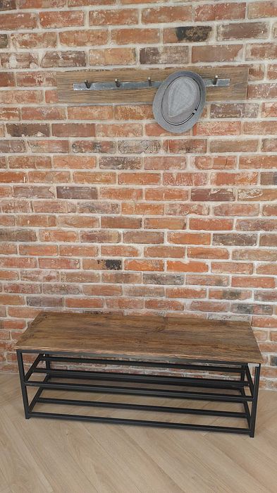 Szafka na buty loft – stare drewno i stal, darmowa dostawa