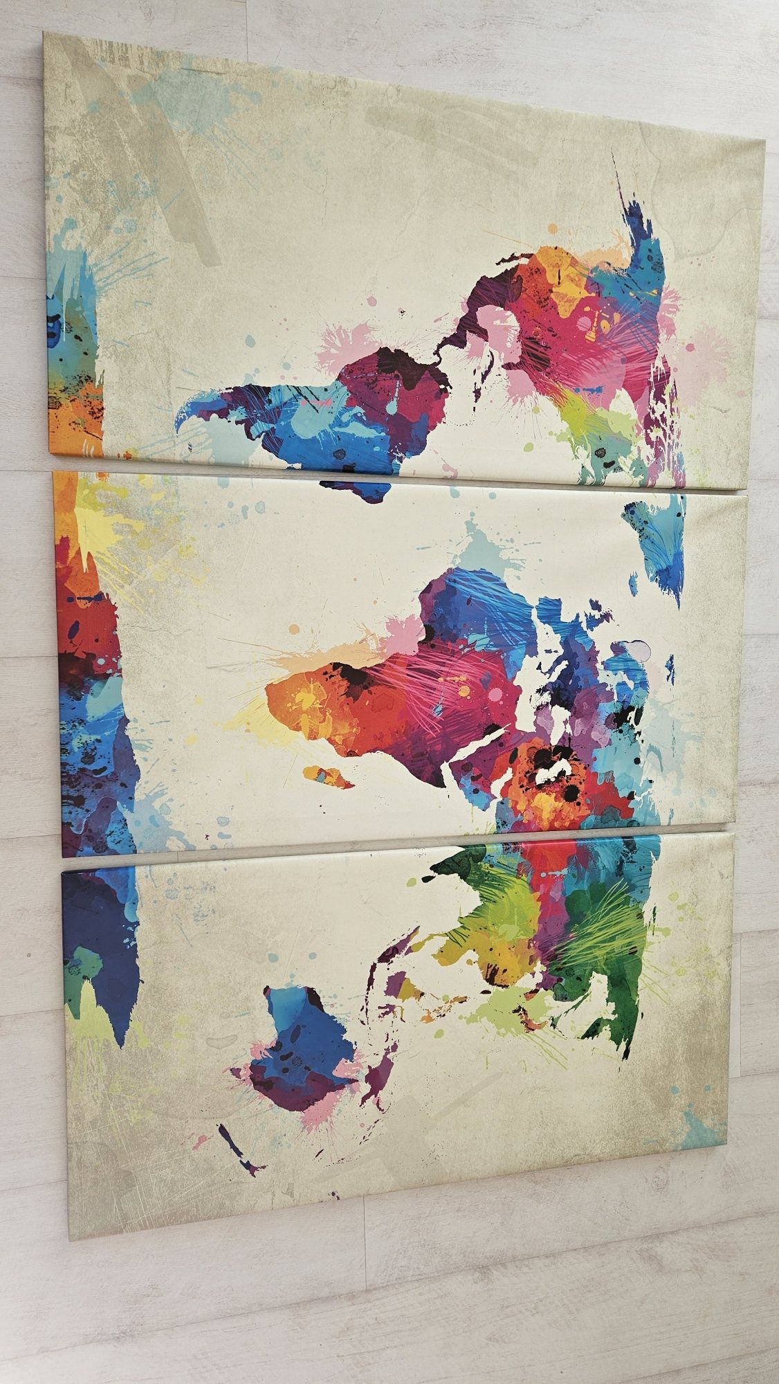 Obraz tryptyk mapa świata 120x80 xxl