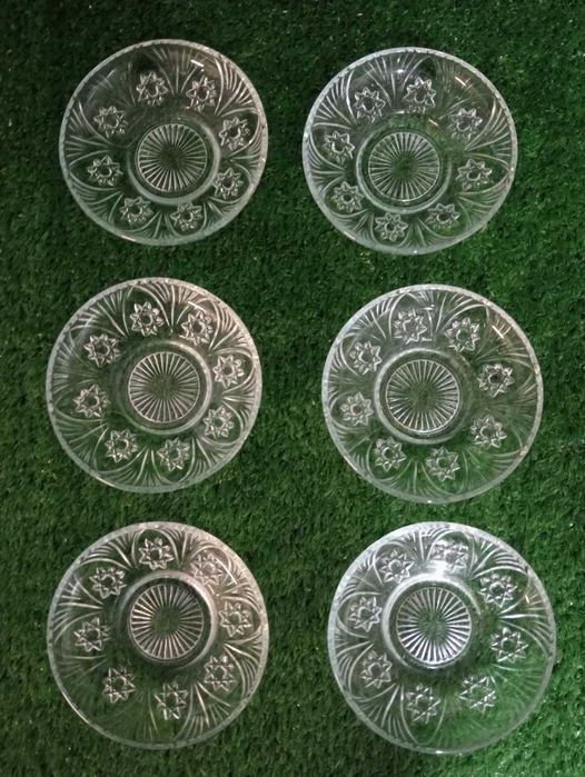 SALATERKA KOMPLET 6szt MISEK SZKLANE okrągłe 10cm Piękny Wzór NrD99