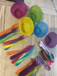 Plastikowe naczynia i sztućce dla dzieci