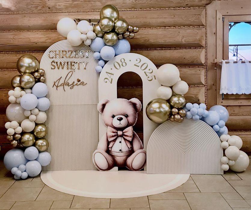 Ścianka zdjęciowa balonowa chrzest roczek urodziny event firmowy