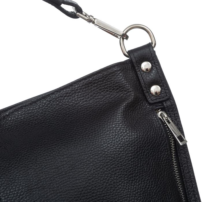 VERA PELLE torebka damska skórzana worek z paskiem V388 c.szara