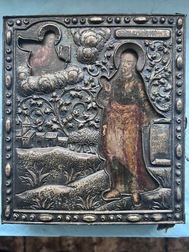 Икона святой Наум в серебре