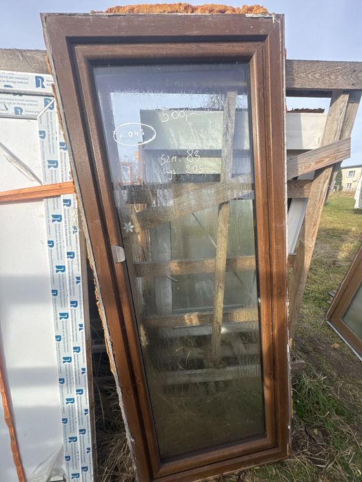 1x okno plastikowe 83x205 obustronny orzech RU (tarasowe balkonowe)