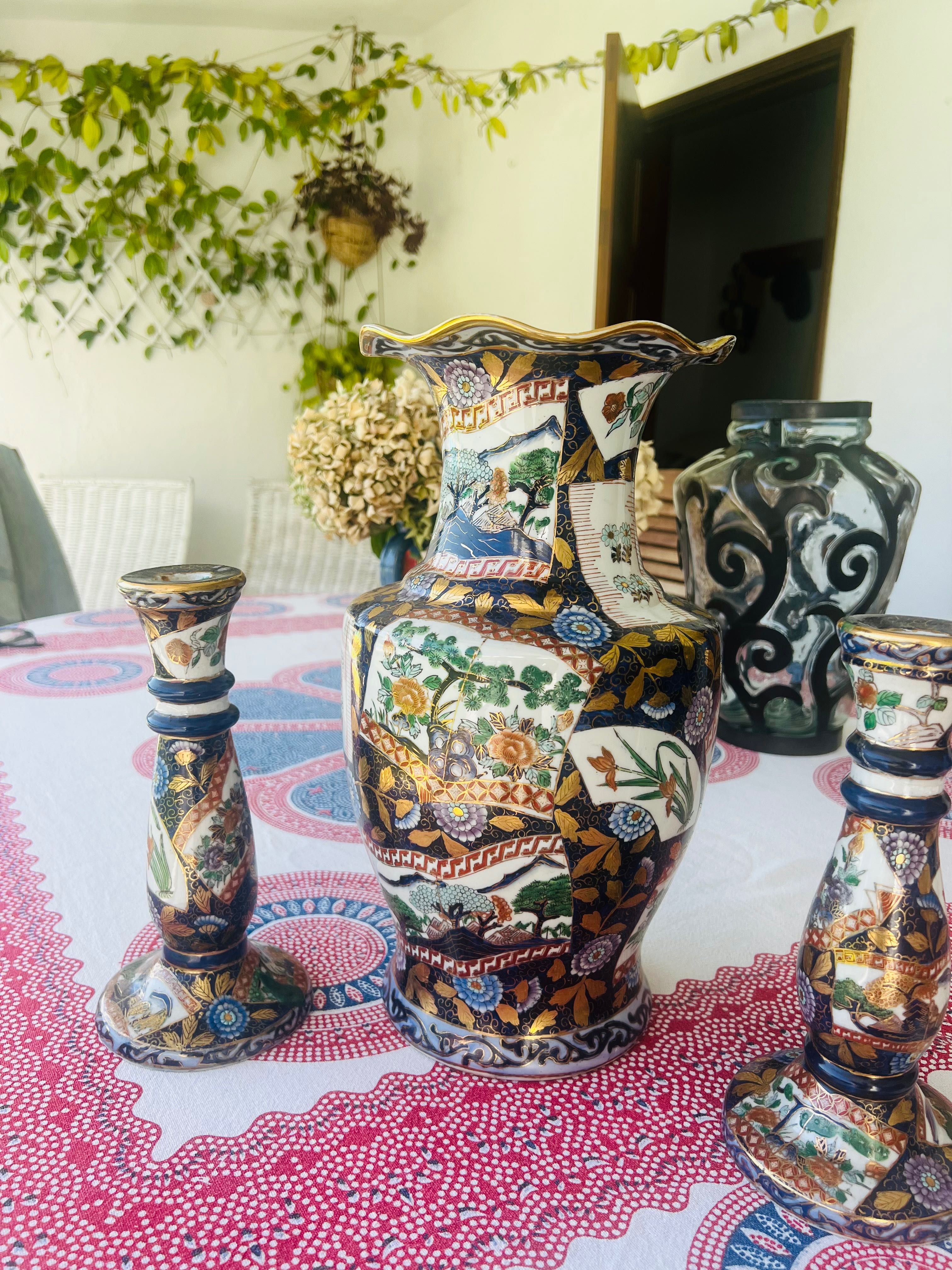 Vaso e castiçais chineses