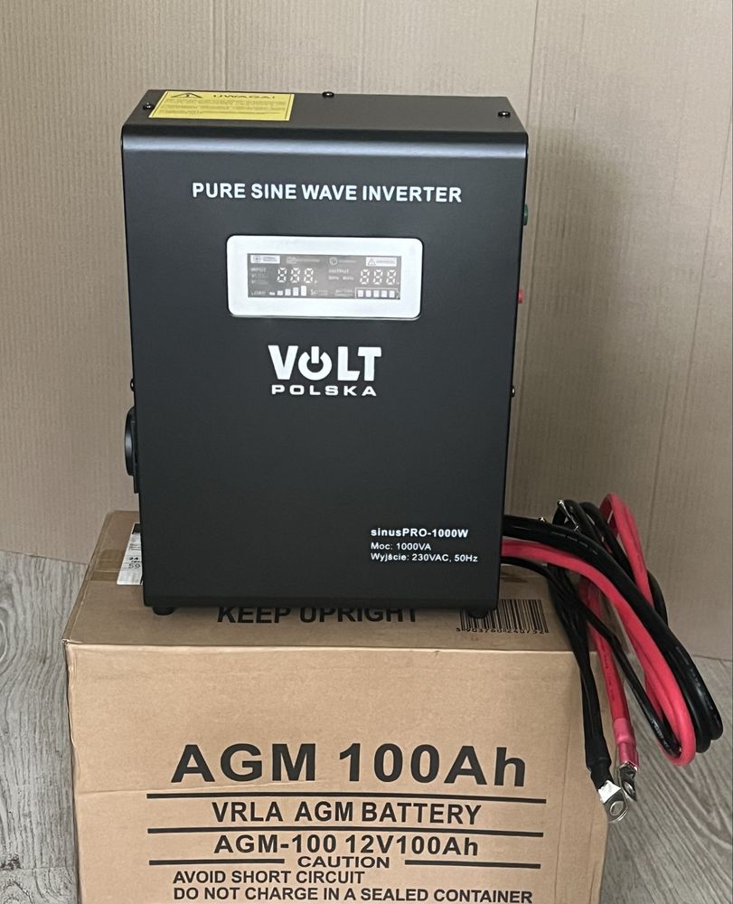 Электростанция ИБП Sinus pro 1000W +agm 100 ah