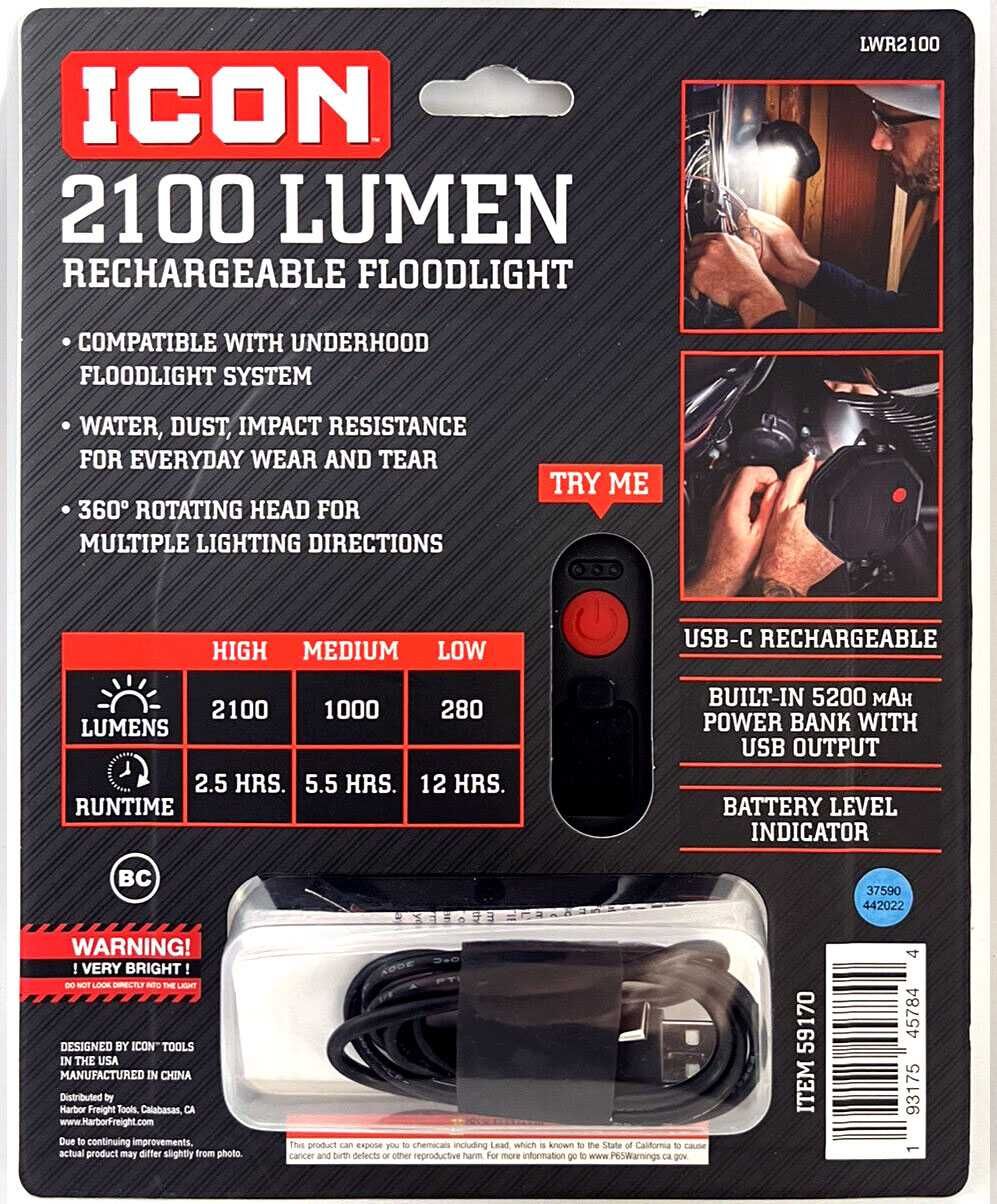 Преміум будівельний прожектор 280/1000/2100 lm 5200 mAh Icon USA 59170