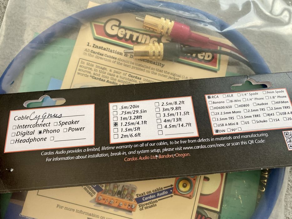 Cardas Cygnus Phono RCA DIN 1.25 m