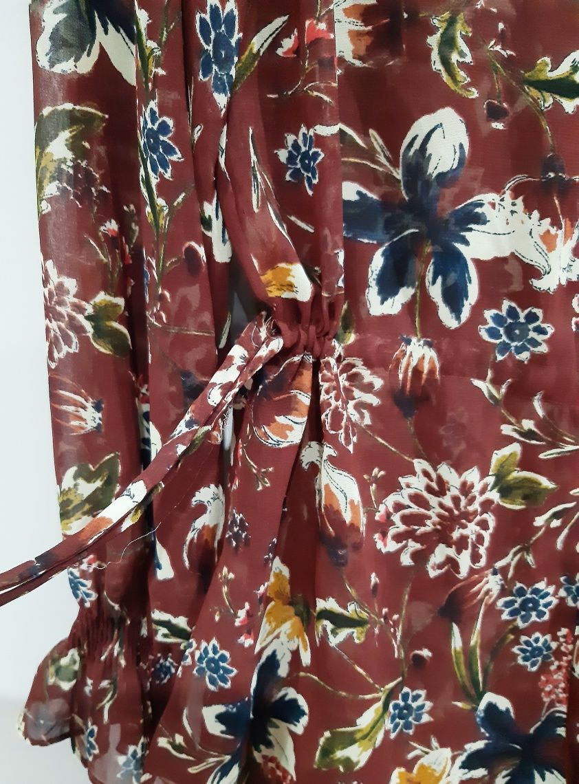 Zara Basic Collection długa tunika koszulowa w kwiaty rozmiar S