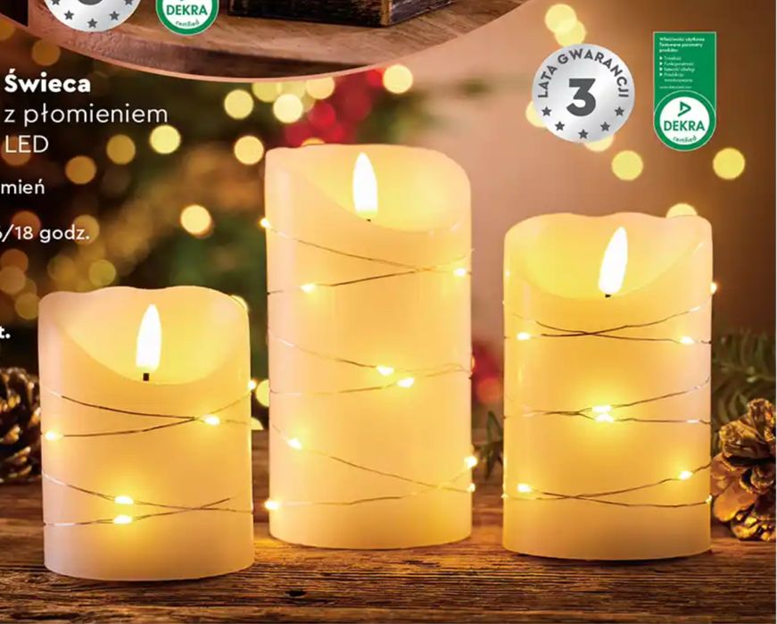 Набір безполумяних свічок з воску на батарейках, 6 шт