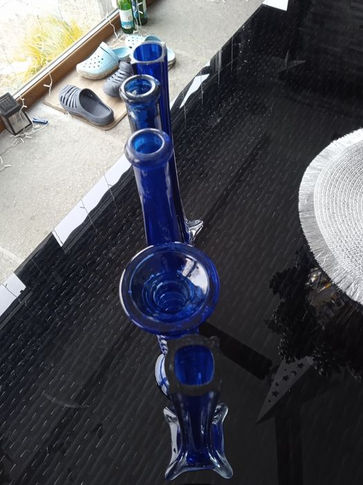 Wysokie niebieskie wazoniki 5 sztuk , (art deko) cena za całość