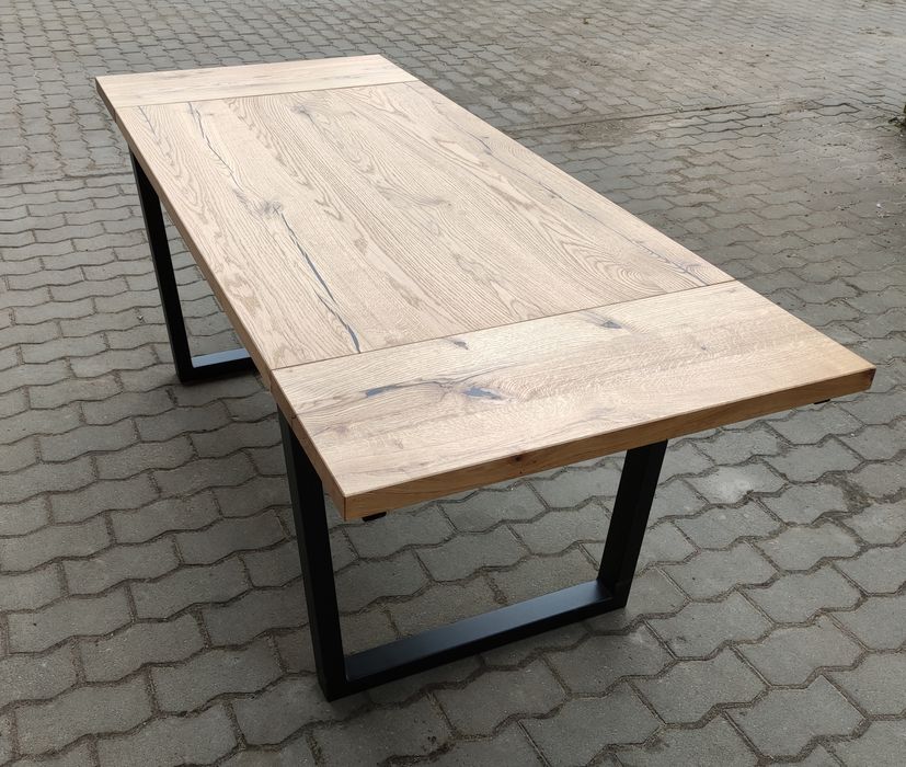 Stół drewniany dębowy loftowy nowoczesny rozkładany loft industrial