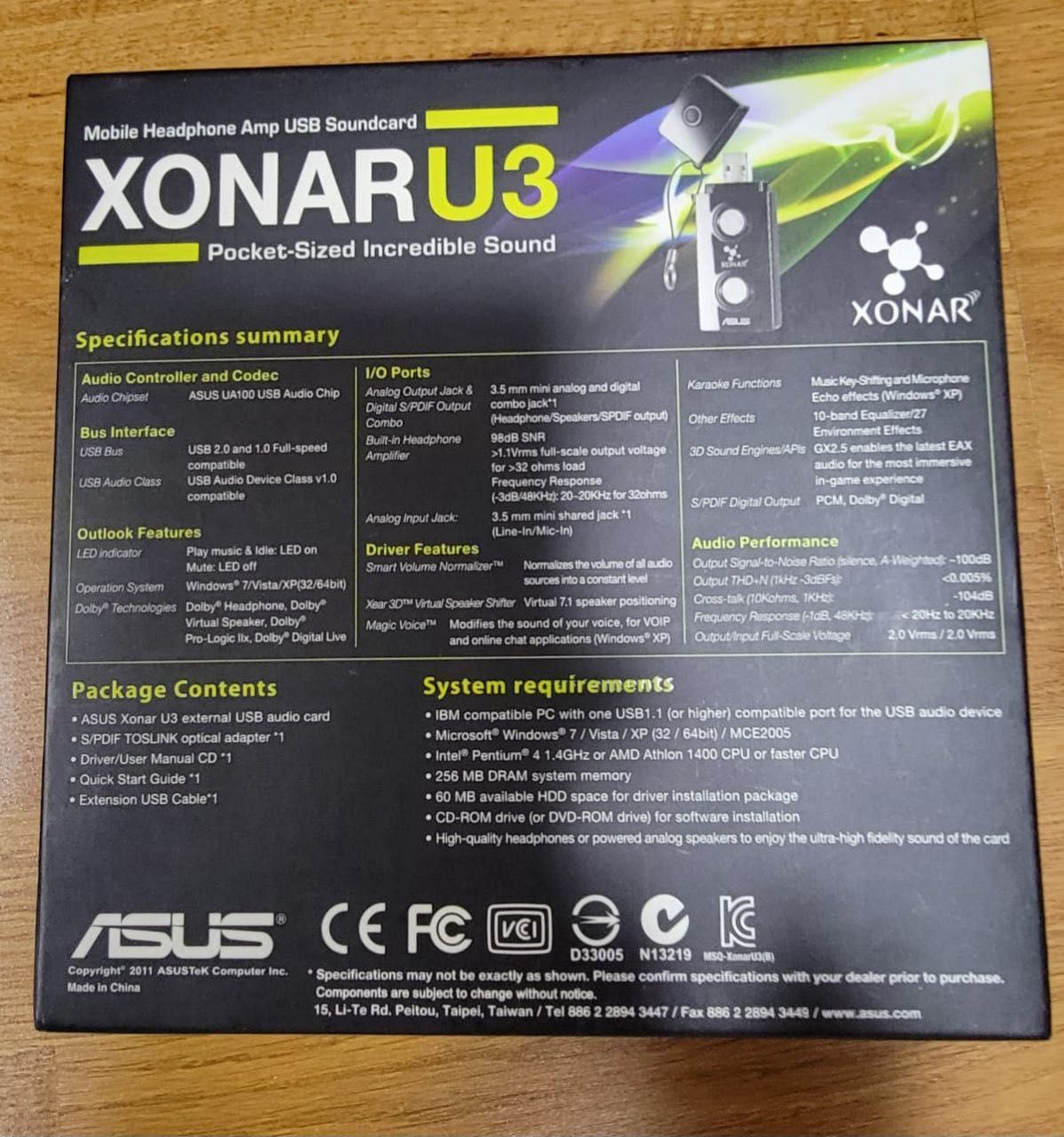 Asus Xonar U3 USB звукова портативна карта для навушників