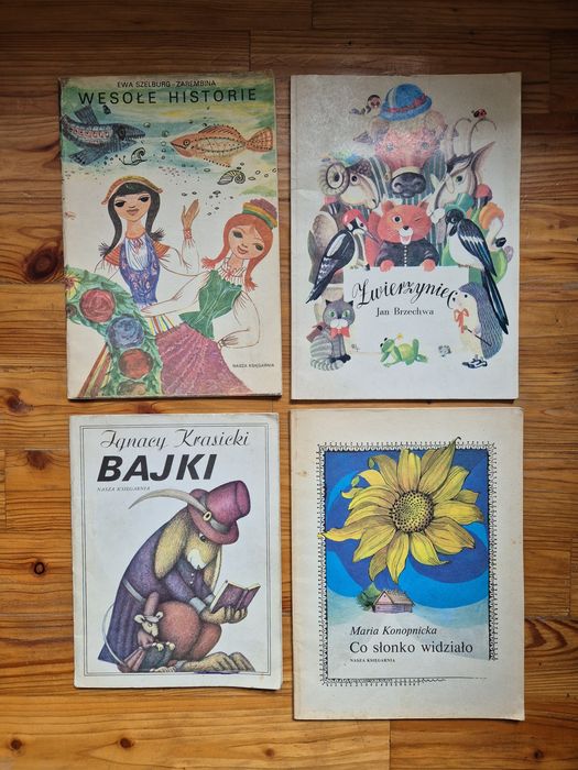 Zestaw 4 x wesołe historie,Zwierzyniec,Bajki Krasicki,co słonko widzia