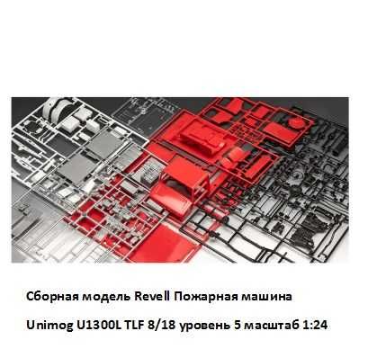 Сборная модель Revell Пожарная машина Unimog U1300L TLF 8/18 уровень 5