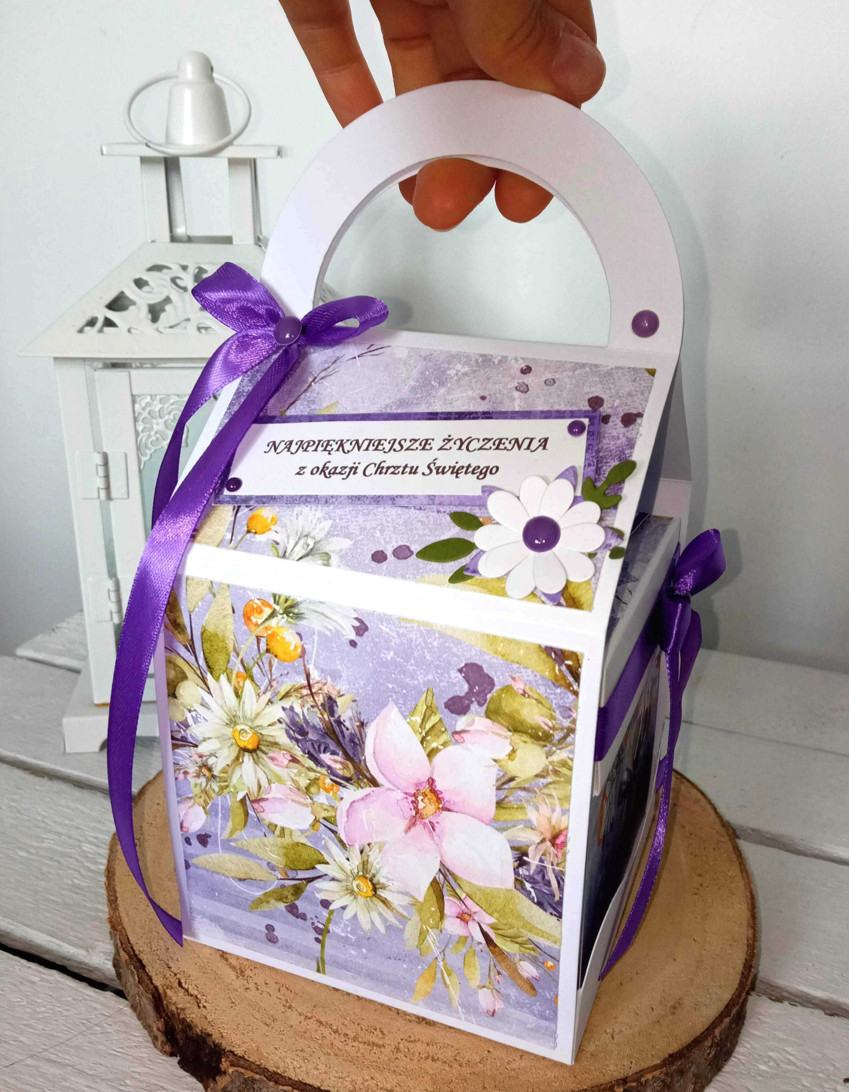 Exploding box na Chrzest Święty ręcznie robiony kartka na Chrzest