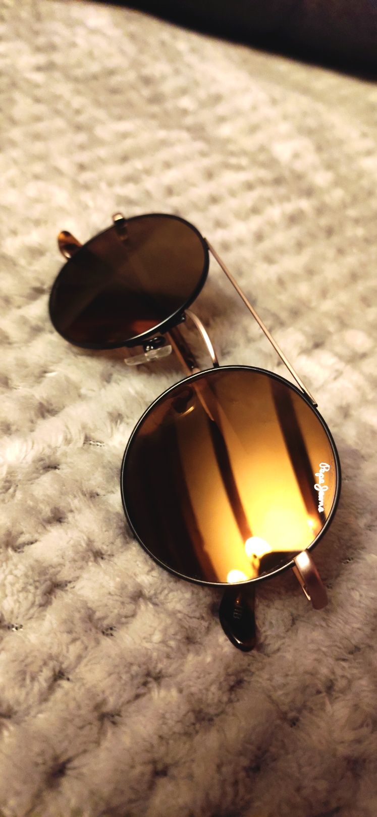 Złote okulary nowe Pepe Jeans brązowe szkła z filtrem UV