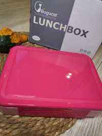 Bugucat lunchbox różowy z przegródkami + sztućce