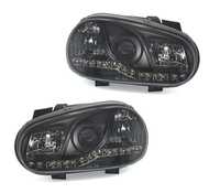 FARÓIS FRENTE LUZ DIURNA LED GOLF IV 4 FUNDO PRETO