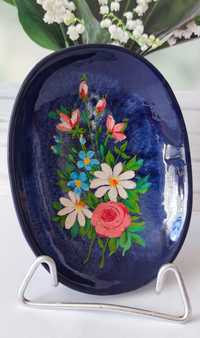 Patera Włocławek piękna stara ceramika ręcznie malowana
