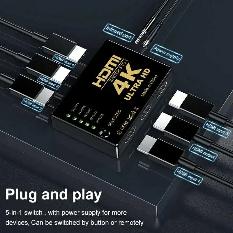 HDMI switcher 5 portas