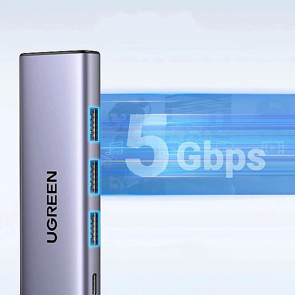 HUB Ugreen CM511, 15597/5w1 USB-C - USB-C PD / HDMI / 3x USB-A 3.0 - s