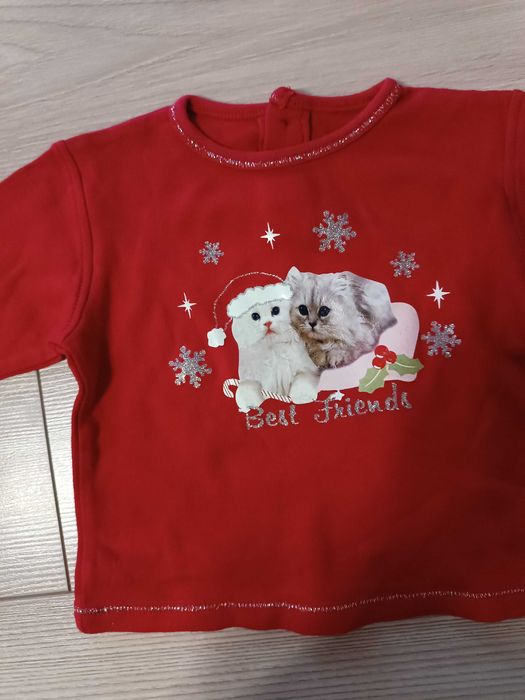 Bluzka dla dziewczynki świąteczna używana, rozmiar 68/74