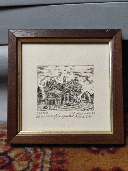 Akwaforta Georg Heinrichs „Düsseldorf/Stockfeld Kapelle”