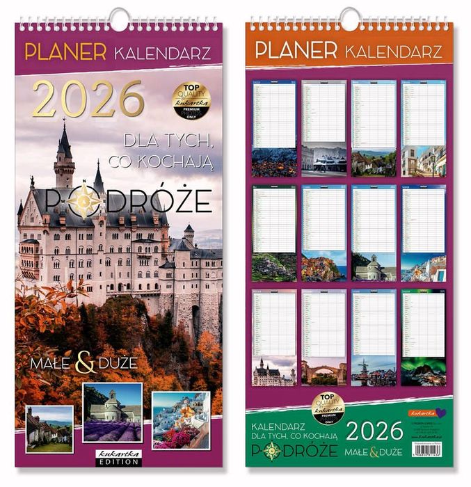 Kalendarz 2026 planer Podróże Kukartka
