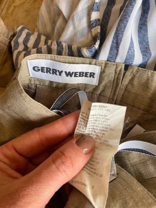 M l. Gerry weber spodnica midi do kolan pastele krem bez khaki len