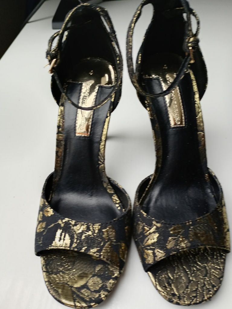 Szpilki -sandalki czarno-zlote nr37 "Dorothy Perkins"nowe