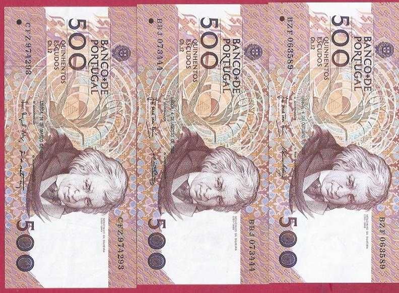 Portugal  as Ultimas Notas de Escudos    7 Notas datas diferentes