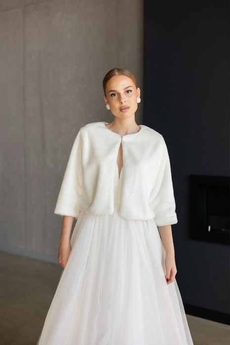 Болеро , хутряне болеро до весільної сукні , шубка айворі , шубка