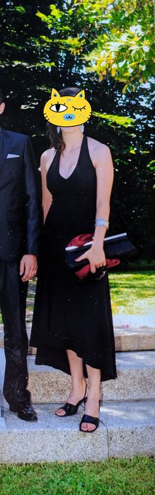 Vestido preto assimétrico Mango