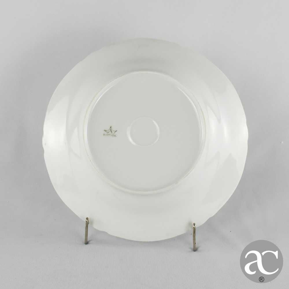 Prato fundo porcelana Artibus, decorado com folhas e bordo em relevo