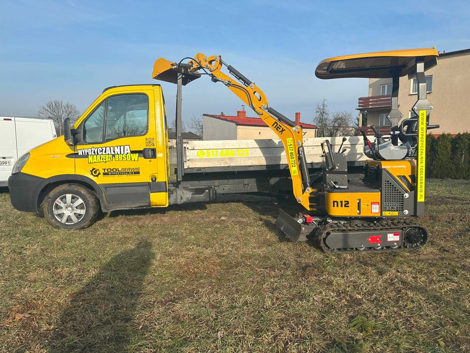 Wypożyczalnia Wynajem Minikoparka 1.3t  Wywrotka zagęszczarka 500kg