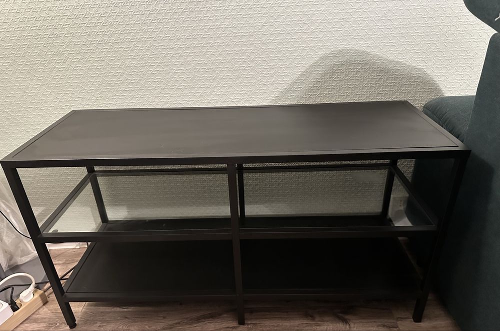 KEA VITTSJO Szafka pod TV, czarnybrąz, szkło