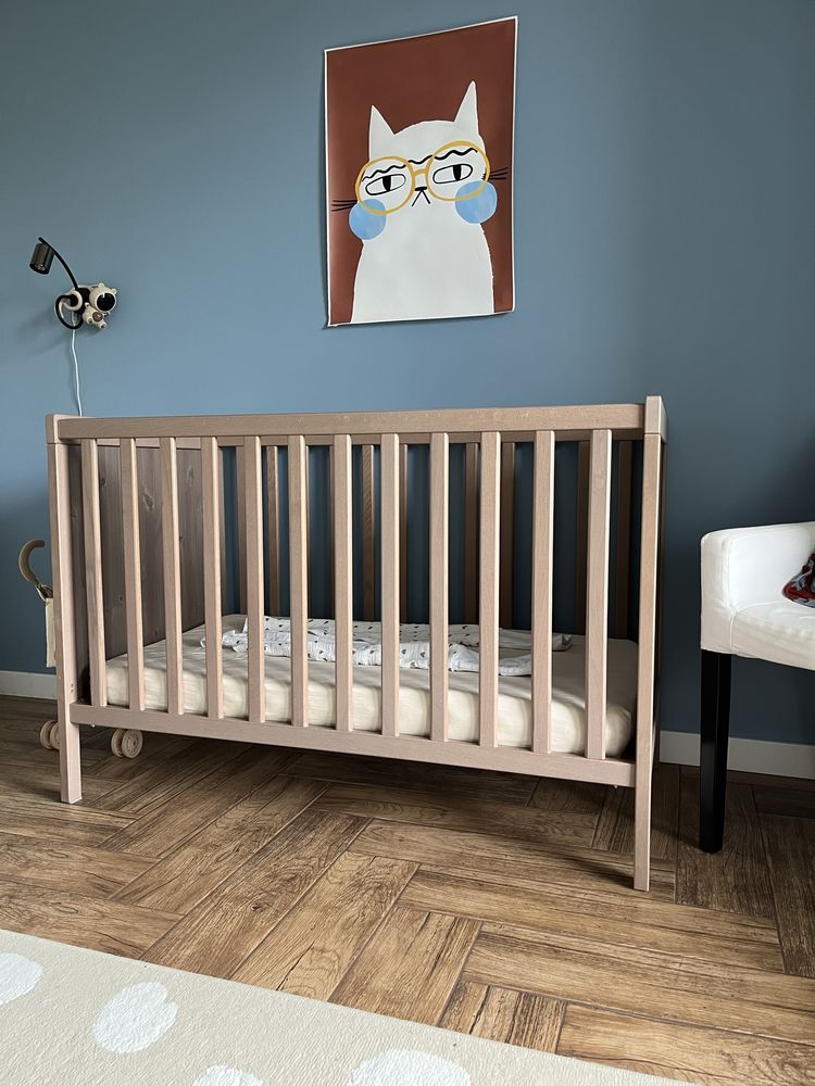 Łóżeczko niemowlęce dziecięce Ikea 120x60 drewno vintage brown unikat