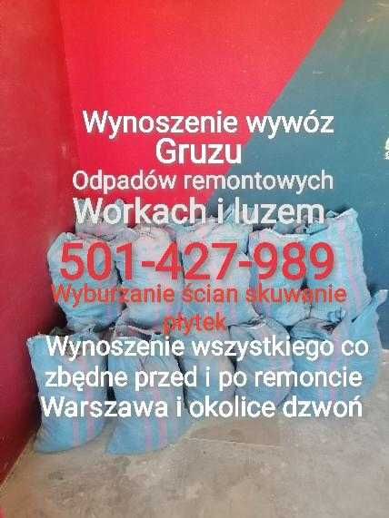 NAJTAŃSZE WYNOSZENIE WYWÓZ gruzu i odpadów remontowych workach i luzem