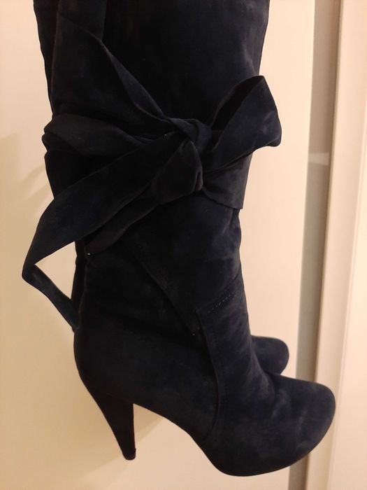 Kozaki zamszowe granatowe