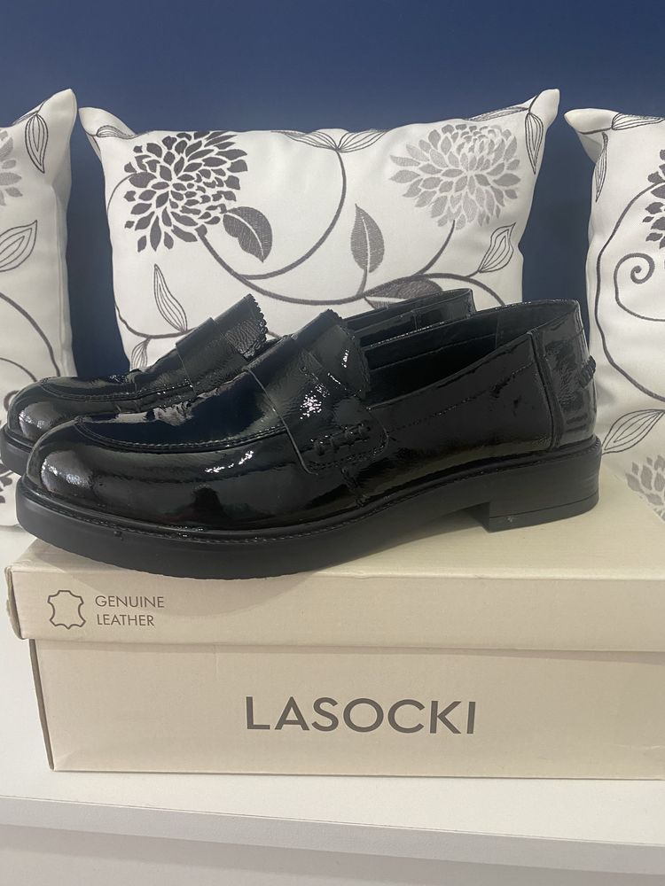 Loafersy skórzane na szeroką stopę