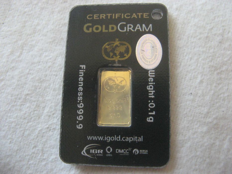 Barrita de ouro 0,10 gr selada