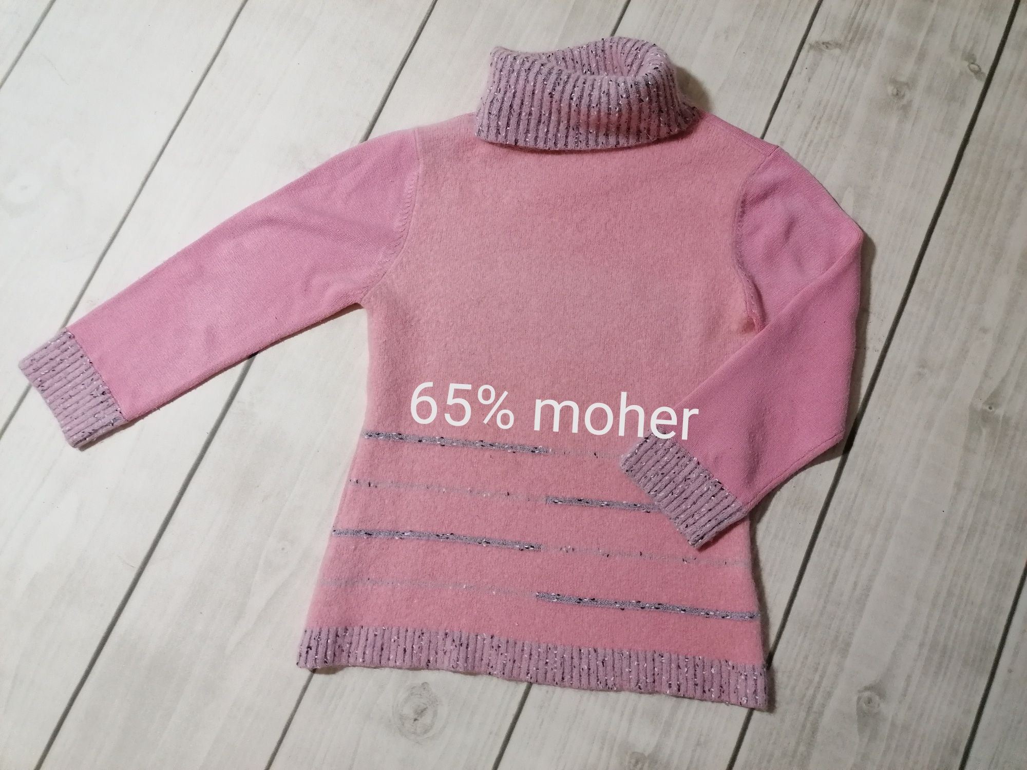 Moher 65% ! Angora angorka kaszmir moher S/M golf sweterek sweter