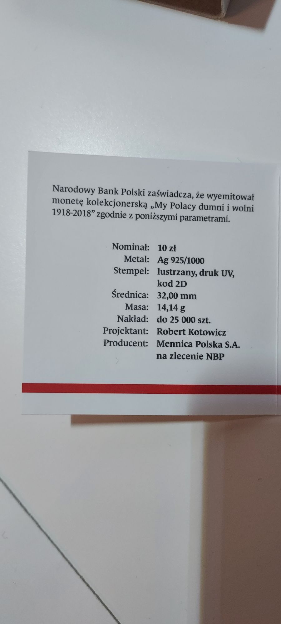 Moneta 10 zł srebrna My Polacy dumni i wolni